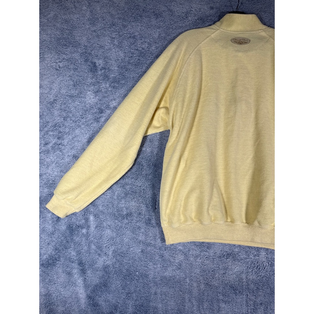 Straight Down Mens Yellow Fleece Quarter Button Pullover Mock Neck Made in USA L - Picture 9 of 12